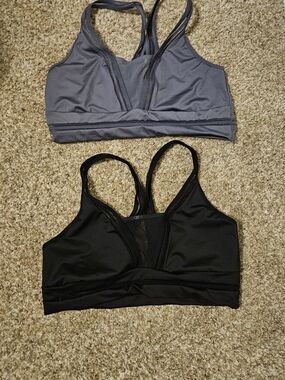 Women’s Strappy V-Neck Sports Bralette - Black & Gray Victorias Secret Bundle